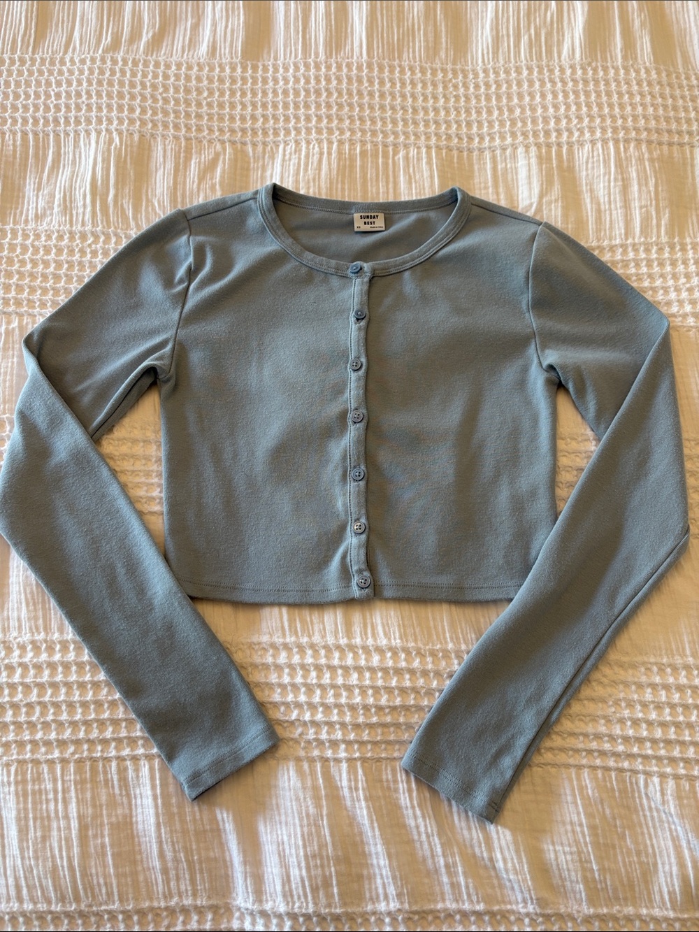 Aritzia Cropped Button-Up Cardigan in Dusty Sage